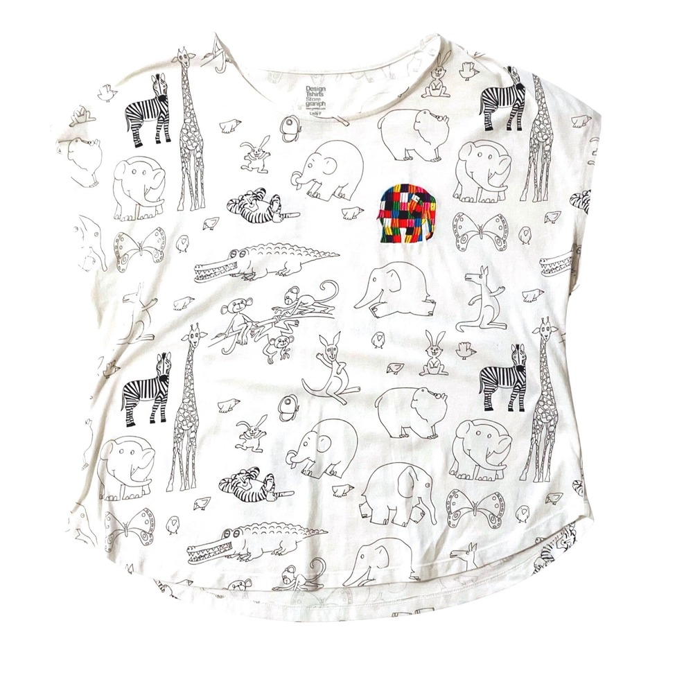 Graniph design T-shirt store women's Elmer the patchwork elephant embroidered M
